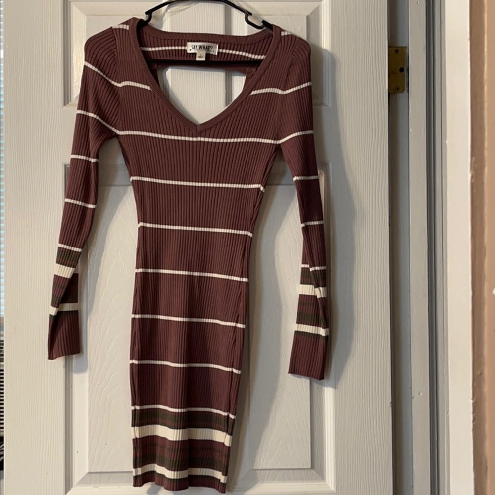 Mauve striped Ribbed Dress
